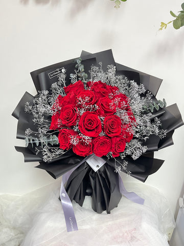 (情人節預訂）生日求婚 20 枝紅色保鮮玫瑰花束   永生花束20 Preserved Red Roses Bouquet