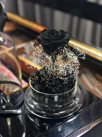 （情人節預訂) 閃耀黑玫瑰花保鮮花禮  永生花 Mid Night Black Rose Preserved Flowers