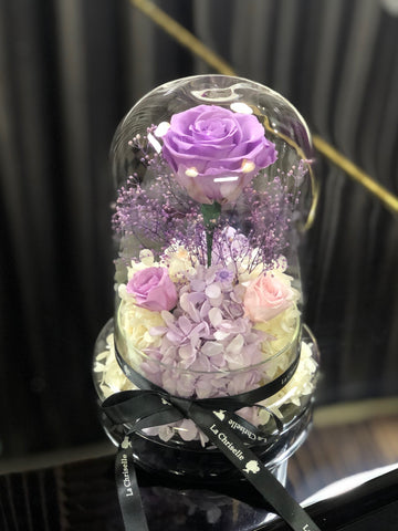 （情人節預訂) （情人節預訂) 紫玫瑰花園保鮮花禮 永生花 La Romance in Purple Preserved Flowers