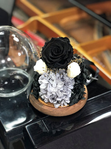 （情人節預訂）神秘水晶球 黑色保鮮花 Boule de Cristal Crystal Black Preserved Flowers