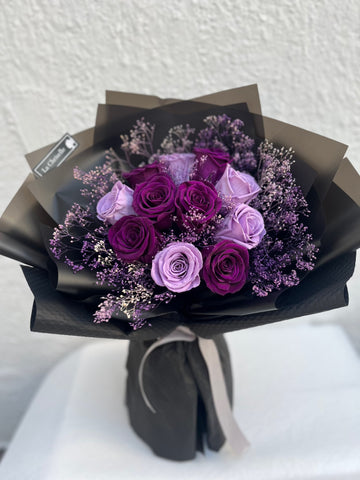 11 枝完美情人節 保鮮玫瑰花束｜保鮮花 永生花生日花束 11 Purple roses Bouquet