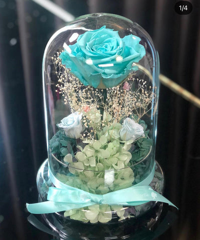 (情人節預訂）Tiffany Blue 玫瑰花園保鮮花永生花禮 Mint Green Preserved Flowers